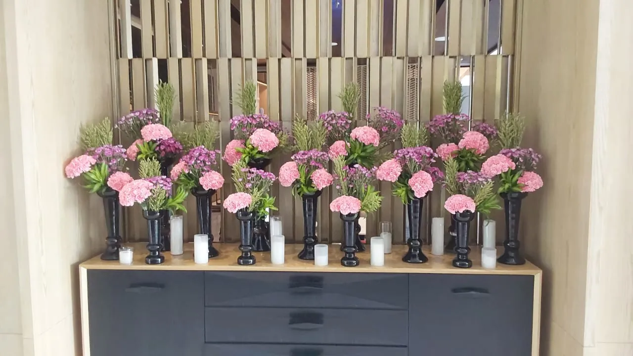 A styled display console set before an event opens